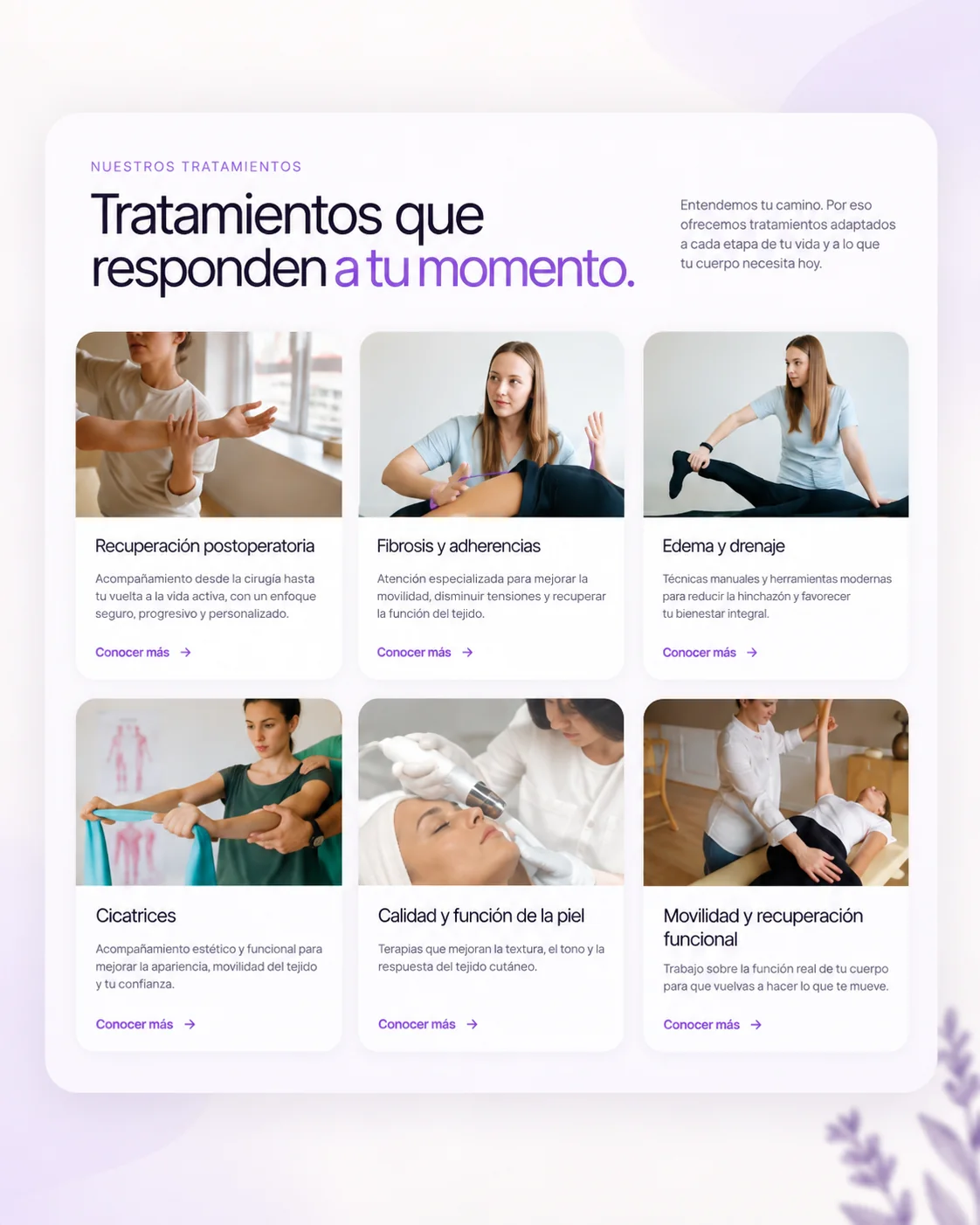 Sección de tratamientos del sitio Dermafuncional