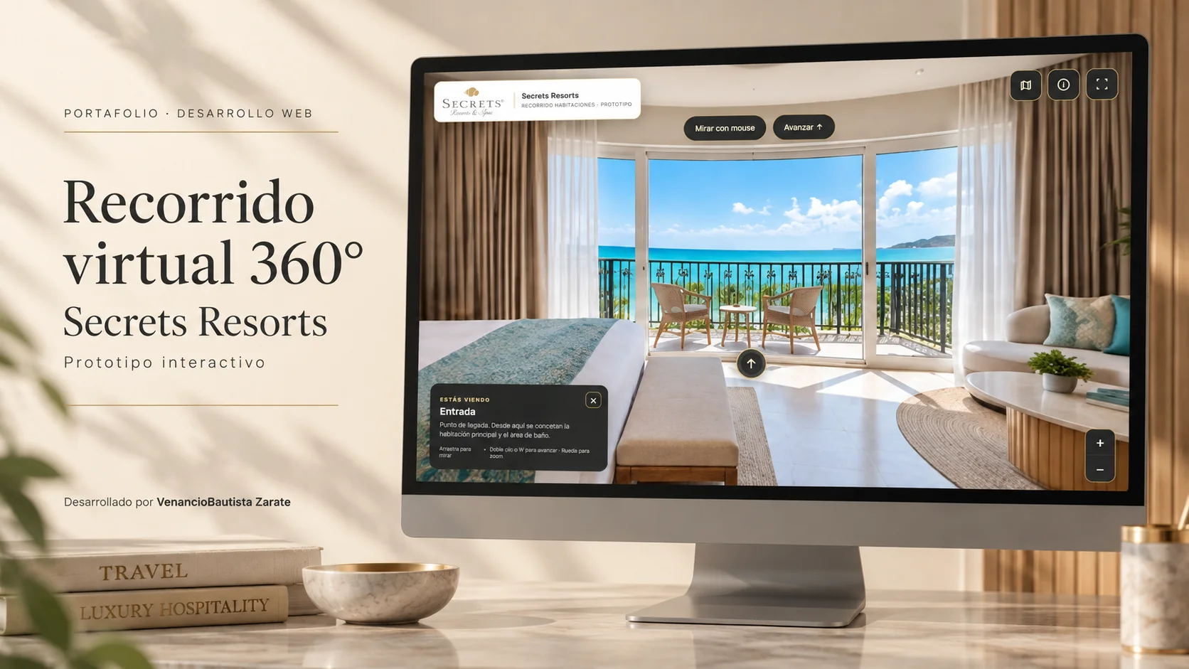 Recorrido virtual 360 de Secrets Resorts en escritorio