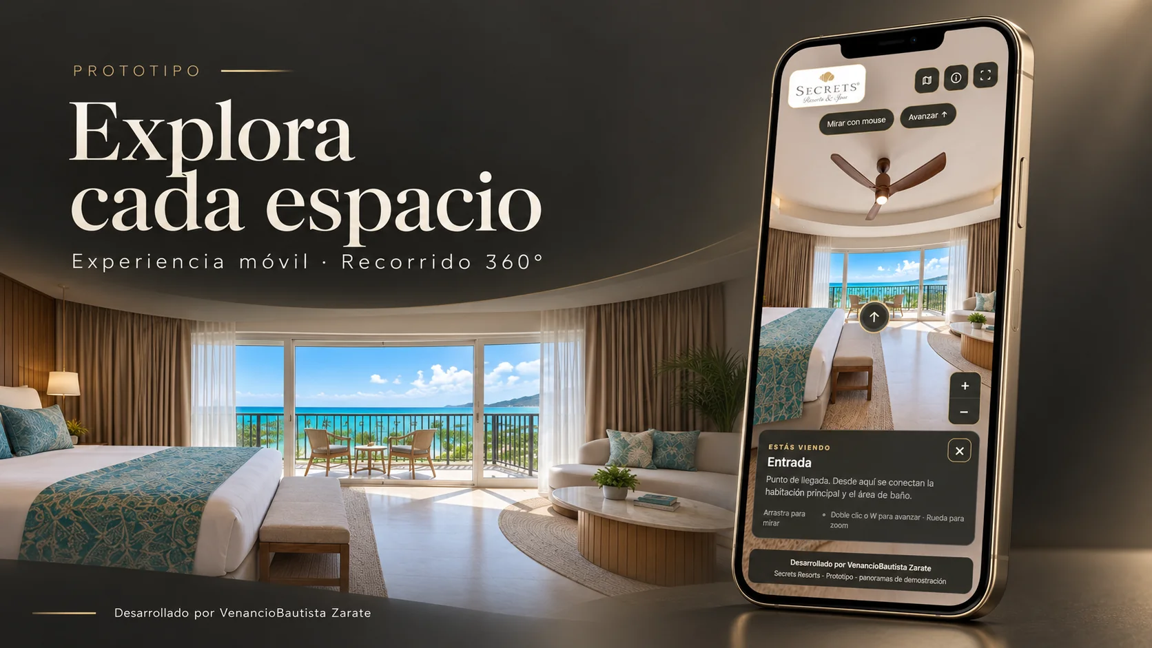 Versión móvil del recorrido virtual 360 de Secrets Resorts
