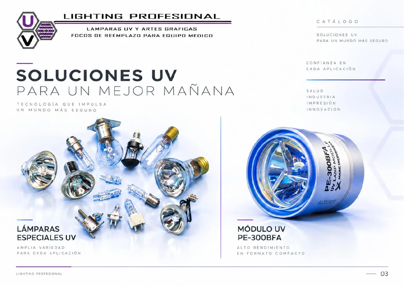 Catálogo UV Lighting Profesional, productos UV